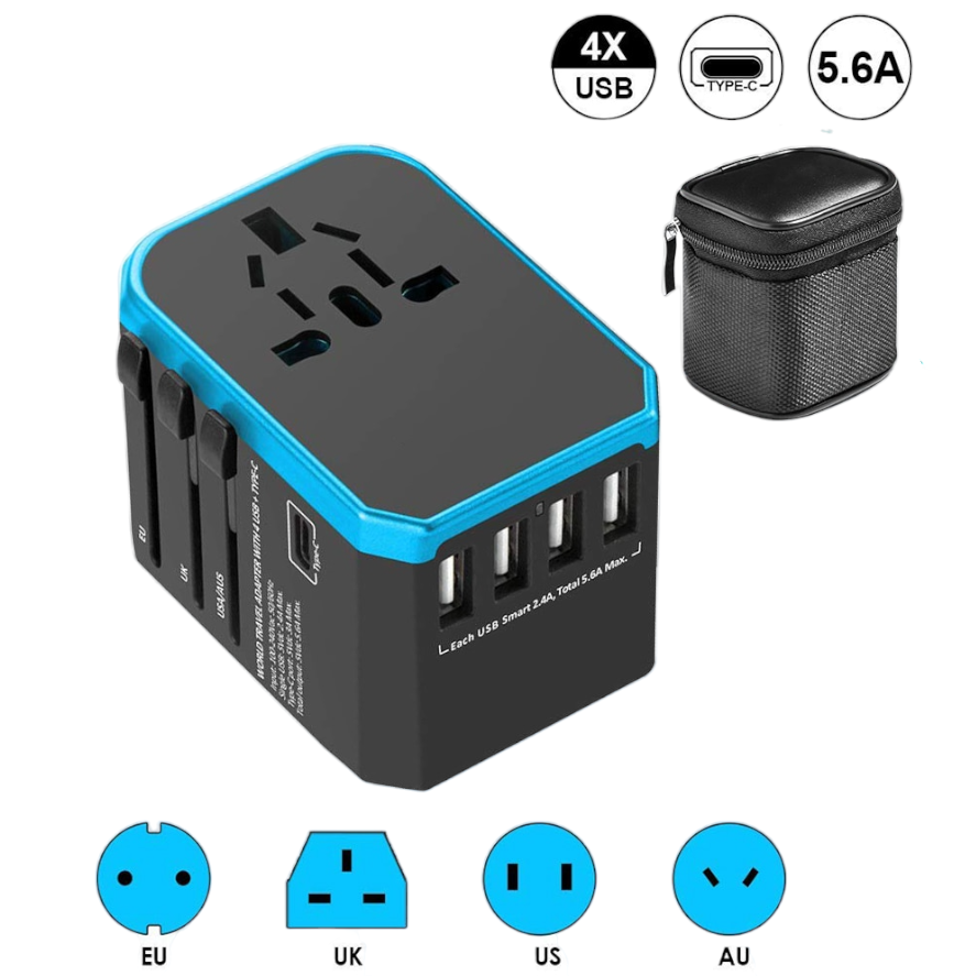 Universal Adapter Fast Charger with USB and Type C Ports